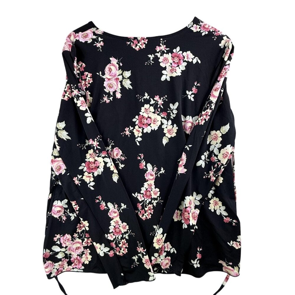 Tomorrow's Mother Top Womens Large Black Floral Maternity Nursing Wrap Blouse - Picture 7 of 14